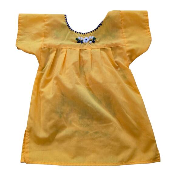 Mexican Dress Marigold Yellow SZ 0-3M Puebla Gown Traje De Fiesta - Picture 2 of 5